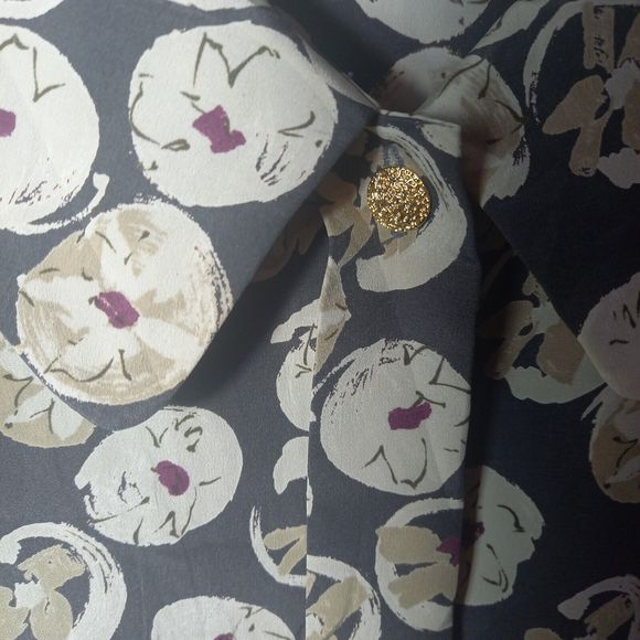 Size 10-12 Vintage Brown Floral Long Sleeve Blouse - Picture 3 of 6